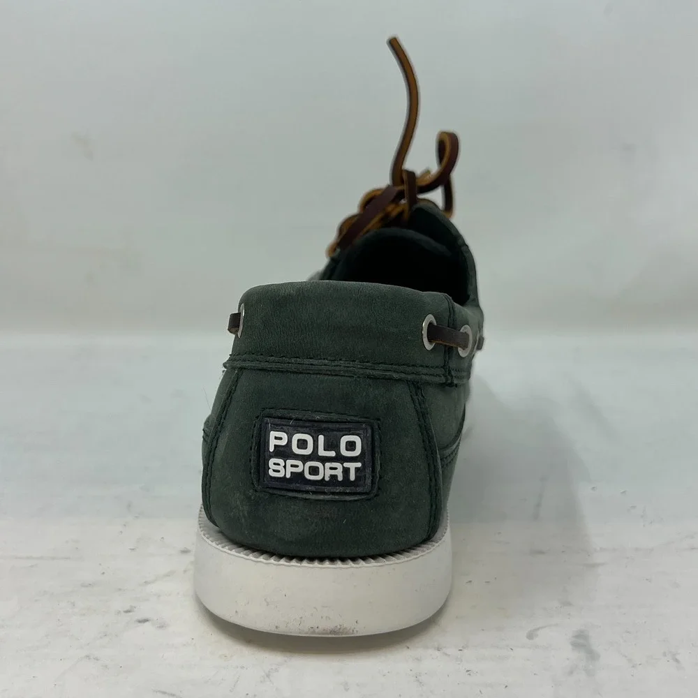 Polo Sport‎ Ralph Lauren Boat Shoes Loden Leather Moc Toe Green Men's 8D VTG NEW